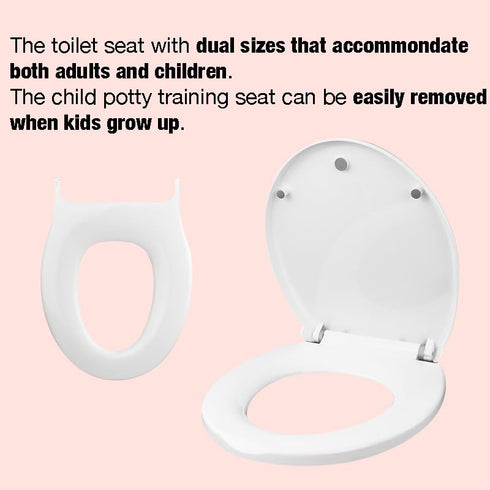 PandaEar Toilet Seat with Build-In Toddler Potty Training Seat, Elongated Toilet Seat with Splash Guard for Toddler