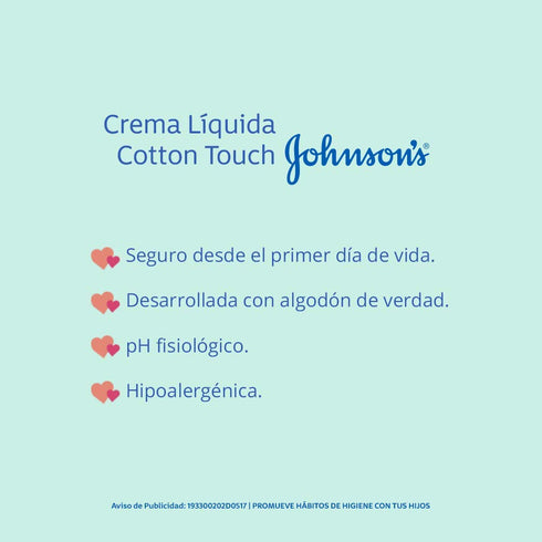 Johnson's 6.8 oz Cotton Touch Newborn Baby Face and Body Lotion, Made with Real Cotton, fl.