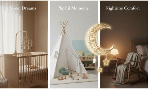 Generic 16.1 13.8 Hanging Moon and Stars Wall Decor, Rattan Wicker Handmade, Nordic Style Celestial Decor for Nursery
