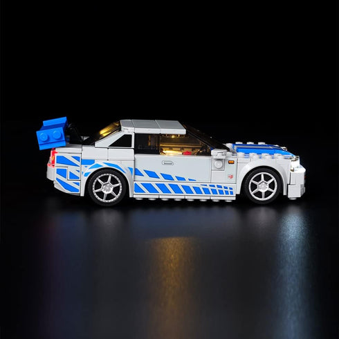 Kyglaring LED Lighting Kit for Lego 2 Fast 2 Furious Nissan Skyline GT-R (R34) 76917, Classic Version