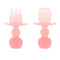 Bumkins Baby Utensils Set, Soft Practice Fork and Spoon, Chewtensils Silicone Spoons for Self-Feeding, Pink Jelly, 6