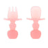 Bumkins Baby Utensils Set, Soft Practice Fork and Spoon, Chewtensils Silicone Spoons for Self-Feeding, Pink Jelly, 6