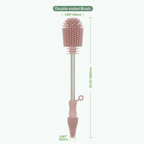 '-1pk haakaa Cleaning Brush Silicone Bottle Brush Double-Ended Soft Silicone Bristles for Breast Pumps, Breast Milk