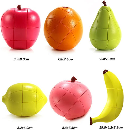 Speed Cube Set of 6 Pack, Simulation Fruit Magic Cube Set, Educational Puzzle Toys Gift for Kids