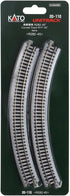 Kato 282mm (11") 45-Degree (4-Piece) USA Model Train Products Unitrack, Radius Curve Track