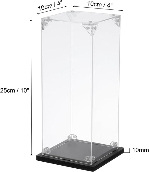 MECCANIXITY Acrylic Display Case, 4''x4''x10'' Clear Display Box Assemble Dustproof Display Box Storage Organizer for Collectibles Action Figures