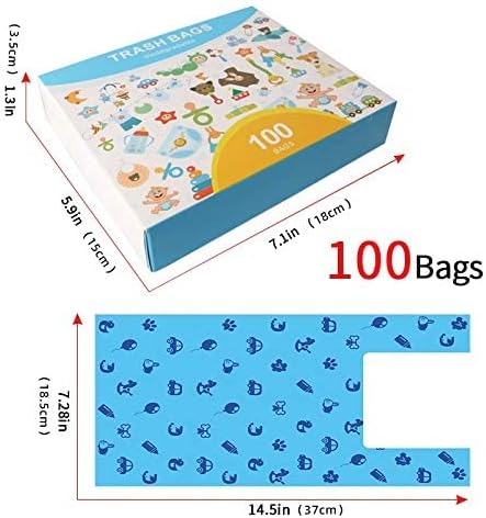 200 Count Disposable Diaper Bags with Easy-Tie Tabs, Degradable Diaper Trash Bags or Pet Waste Bags, With Cute Pattern