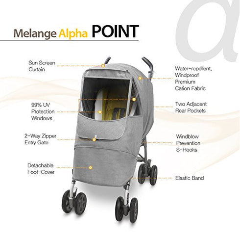 Navy Manito Melange Alpha Stroller Weather Shield
