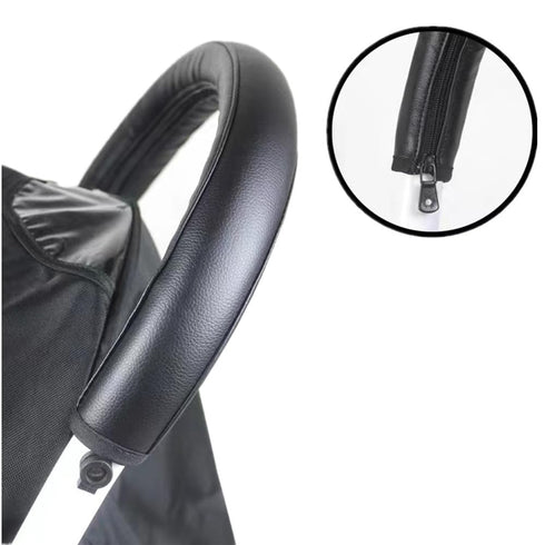 MINILUJIA Universal Baby Stroller Armrest Bumper Handlebar Sleeve Cover DustProof PU Leather Case Black