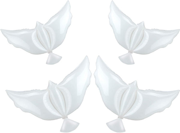 4 Pieces White Peace Dove Balloons, Pigeon Shape Memorial Balloons for Wedding Funeral Birthday Party Decorations