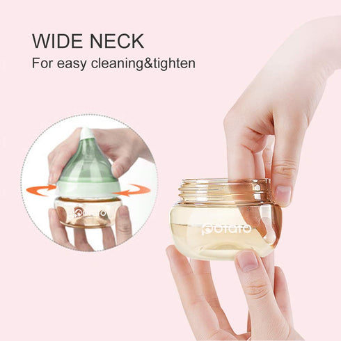 Bottles-2pack (2.5oz/pc, Breast Milk Baby Bottles for Newborn Baby PPSU Anti Colic Infant Bottles Wide Neck Breast-Like
