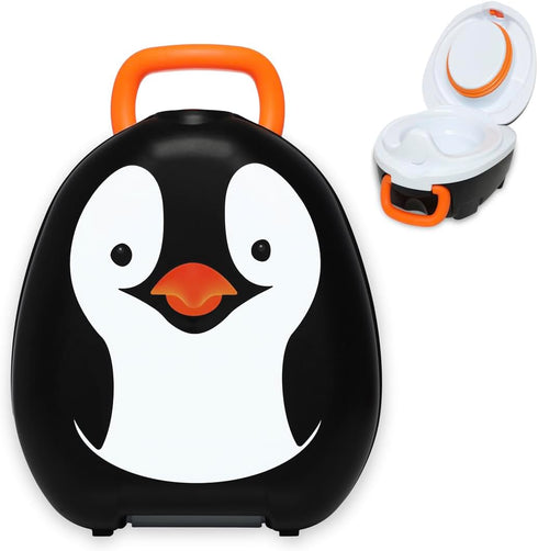 My Carry Potty - Penguin Travel Potty, Award-Winning Portable Toddler Toilet Seat