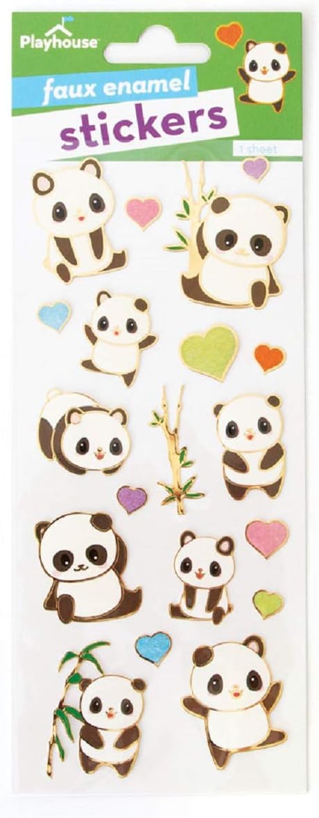 Playhouse Panda Love Shiny Foil Sticker Sheet for Crafts