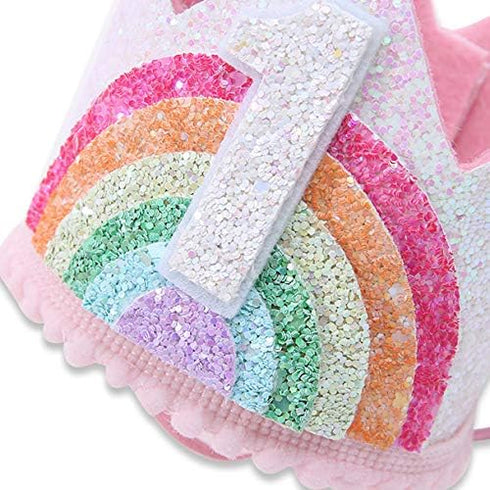 WAWUO Birthday Rainbow Girl Crown, Birthday Hat for Event Party Supplies