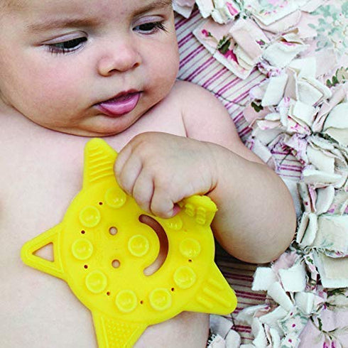 POPPIES Smiley The Star Silicone Suction Cup Teether, BPA-FREE, Sensory Bath Toy (Yellow)