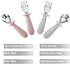 PandaEar 4 Set Baby Toddler Silicone Stainless Steel Utensils, BPA Free with Anti-Choke Design (Pink & Grey)
