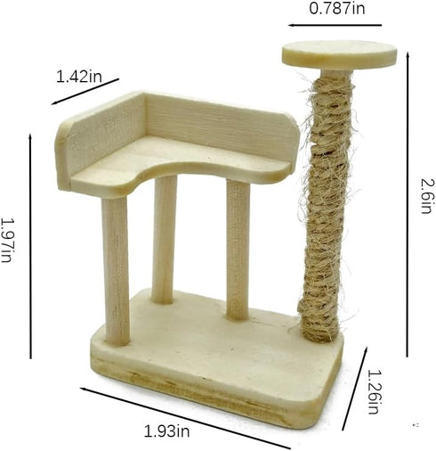 josaner-zz 1/12 Dollhouse Cats w/ Scale Accessories Mini Furniture Model Wooden Miniature