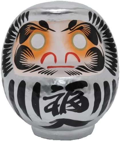 Daruma Doll Handmade in Takasaki, Japan, #1 H4.3-Inch Silver
