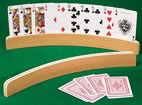 14" Curved Shape Wooden Card Holders, Set of Two, Natural Finish