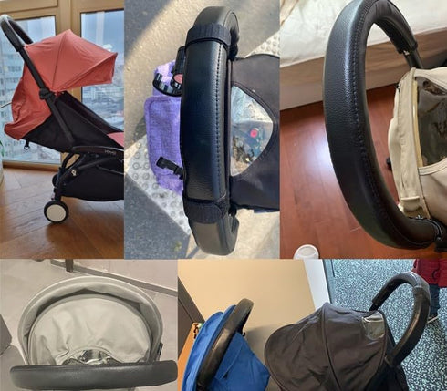 Baby Stroller Handle Covers, Waterproof PU Leather Armrest Handle Sleeve Cover for Infant Toddler Pram