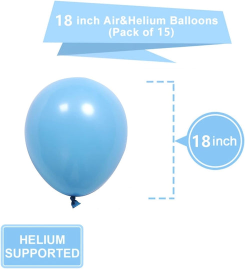 15 Pcs 18 Inch Pastel Blue Balloons for Birthday Wedding Baby Shower Party Decorations (Pastel Blue)