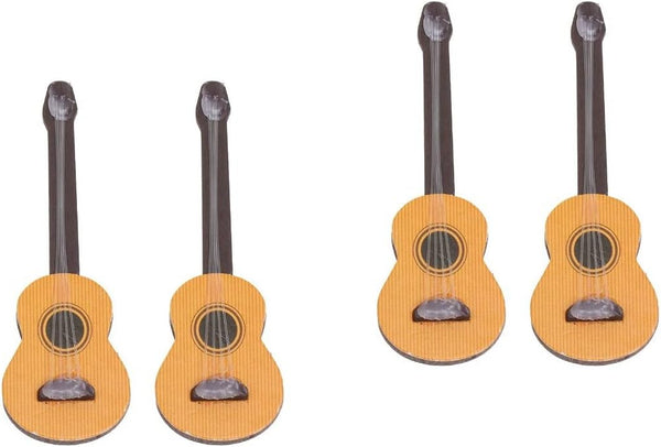 Healifty Base Guitar, 4PCS Wooden Miniature Guitar Dollhouse Musical Instrument Photo Props