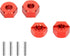RCAWD 12mm Hex Wheels with Screw Pins 4pcs for 1/10 Slash 2WD, Aluminum Red Hex Wheel Hubs Adapter