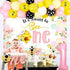 1st 1st Bee Birthday Decorations for Girl Bee Birthday Balloon Garland Kit Pink Yellow It's Sweet to Bee One Backdrop