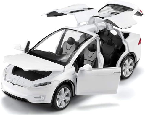 1/32 Model x Metal Die Casting Toy Car, Pull Back with Sound and Lights for Boys 3-12 Years (White)