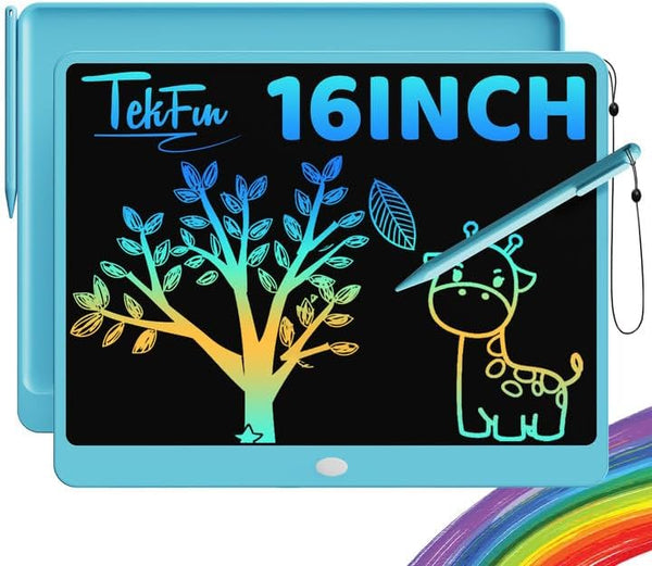 TEKFUN LCD Writing Tablet Doodle Board - 16 Inch Colorful Drawing Pad for Kids, Blue