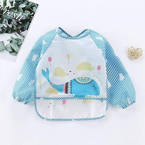 PandaEar Waterproof Full Sleeve Bibs for Baby Infant Toddler 6-36 Months | 3 Pack Long Sleeve Bibs