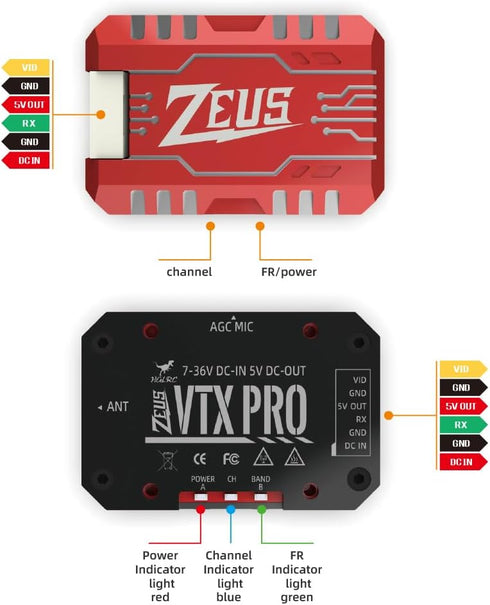 HGLRC Zeus 1.6W VTX PRO PIT/25/400/800/1.6W Switchable FPV DVR Transmitter for FPV Racing Drone Quad (MMCX)