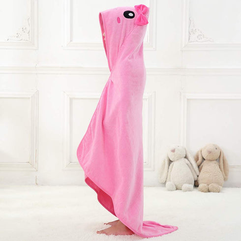 MICHLEY Unisex Baby Animal Hooded Bath Towel, Soft Cotton Washcloth for 0-6T, Pink