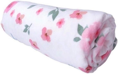 Double Layer Soft Plush Baby Minky Blanket, Pink Floral, 30 X 40 inches, Toddler to Newborn