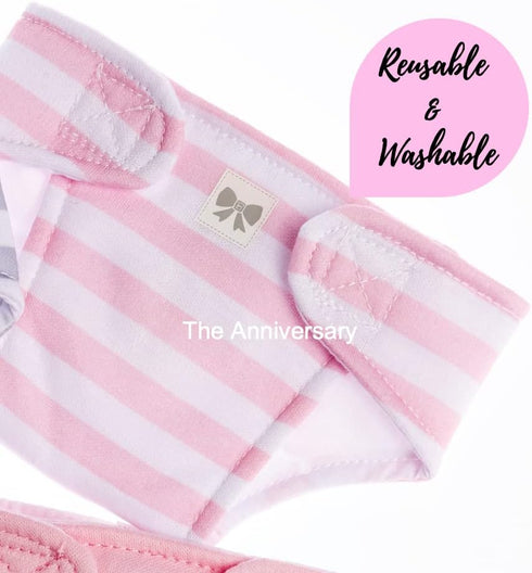 JC Toys Baby Doll Washable Eco Diapers 4 Pack, Fits 14 to 18 inch Dolls in Pink/White/Grey