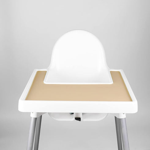 High Chair Placemat, Long Lasting High Chair Placemat Silicone, Clean and Hygienic, Suitable for IKEA Antilop Highchai, for Toddlers and Babies (Khaki)
