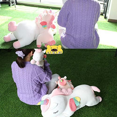 AIXINI 31.5 Inch Plush Unicorn Stuffed Animal Toy, Cute Soft White Unicorn with Rainbow Wings Gifts for Girls