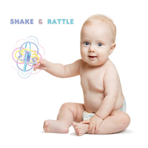 WEofferwhatYOUwant Baby Sensory Teether Ball - BPA-Free Soft Rattle Rings for Grasping & Chewing, Infant Toy for 0-6