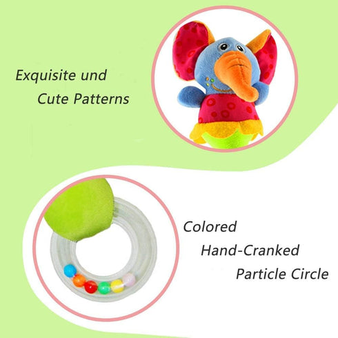 Baby Soft Rattles Shaker - Infant Developmental Hand Grip Toys, Cute Stuffed Animal with Sound (2 Pack, 3-12 Months)