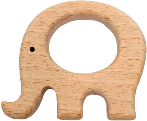 Natural Wooden Elephant Pendant, Pure Beech Wood Animal Shape for Handmade Necklace/Bracelet
