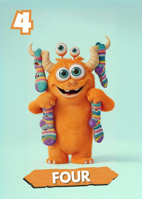 Big Monster Games 3 Trash Monsters - Card Game, Easy Number Sequencing Game with Fun Monsters | Ages and up | Kids