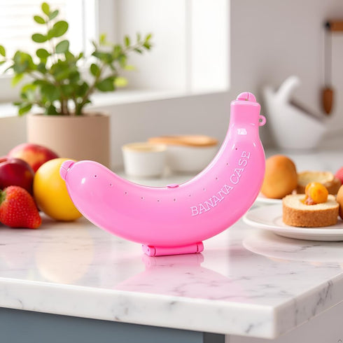 Mozff 1pc pink Banana Storage BPA-Free Outdoor Travel Case,Keep Fresh Keeper and Protector, Cute Carrier Box