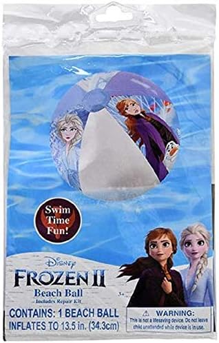 Disney Frozen 2 Inflatable Beach Ball, 13.5 Inches, Pool Party Swim Toys for Elsa Anna Olaf Fans