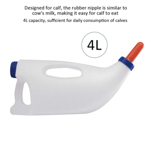 4L Calf Bottle with Handle, Nursing Milk Feeder, Goat Bottle, White Thickened Feeding Bottle for Farm Household Cattle