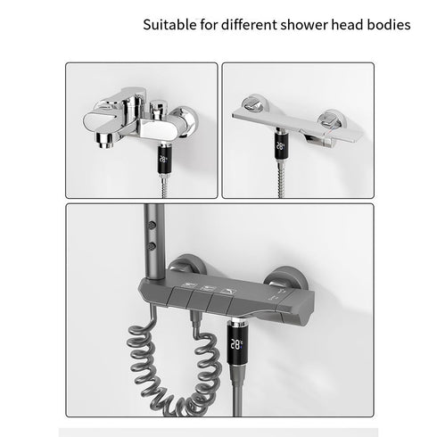 Generic G1/2 LED Shower Head with Real-Time Water Temperature Display, for Hydro Power Generation, Color Indicator