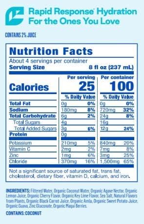 BERRILYTE 1 6 Count Berri Lyte Electrolytes Hydration Beverages with Coconut Water, Organic & Plant Based Electrolyte