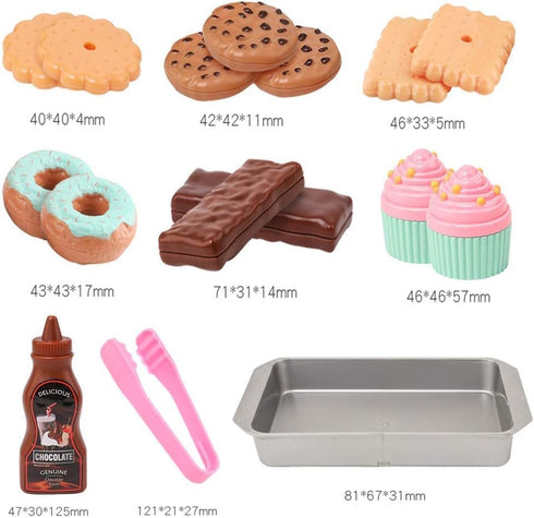 Cookie Play Food Set, Play Kitchen Accessories for Kids, Baking Cookies and Cupcakes Plastic Toy Food