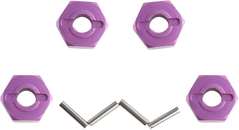 12mm Hex Wheel Hub Mount, Aluminum 7mm Thick with 2x10mm Stub Axle Pins for 1/10 Slash 4x4 & HQ 727 RC Cars Replacement Upgrade Parts (Purple)(Set of 4)