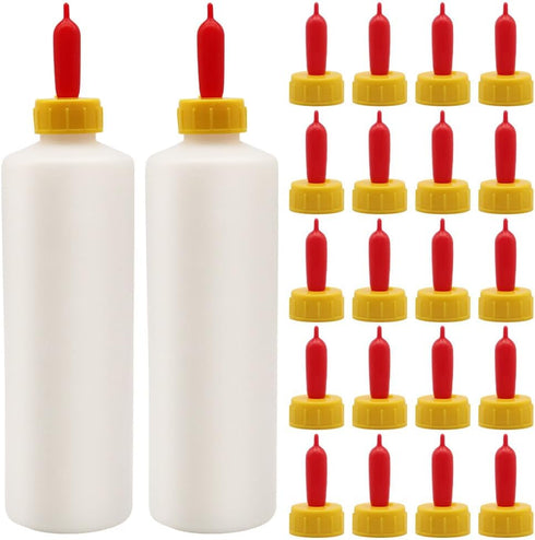 Goat Nipple and Bottles Set, 20 Pieces Cow Calf Milk Drink Nipple and 2 Pieces 400 ml Lamb Feeding Bottle Kit