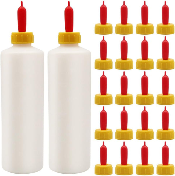 Goat Nipple and Bottles Set, 20 Pieces Cow Calf Milk Drink Nipple and 2 Pieces 400 ml Lamb Feeding Bottle Kit